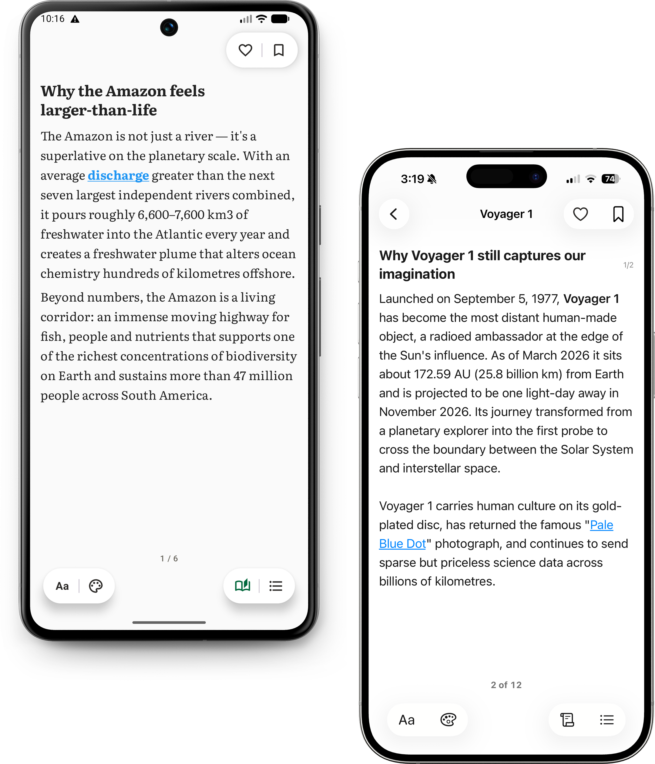 QuickyWiki reader with paged article view