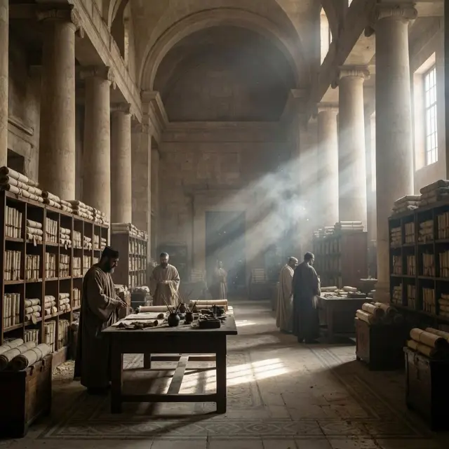 Illustration for The Library of Alexandria: The World's First Great Knowledge Engine